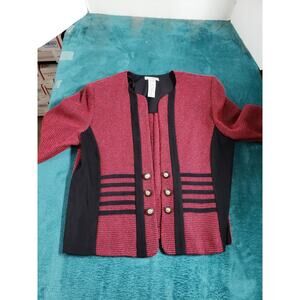 Perceptions Jacket Size 10 Womens Red Long Sleeves Ladies Houndstooth NWT